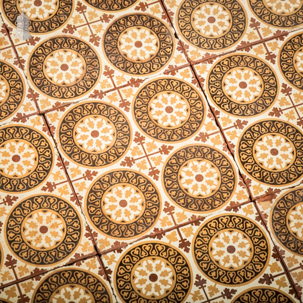 11 Reclaimed Victorian Minton Encaustic Floor Tiles, Gothic Revival