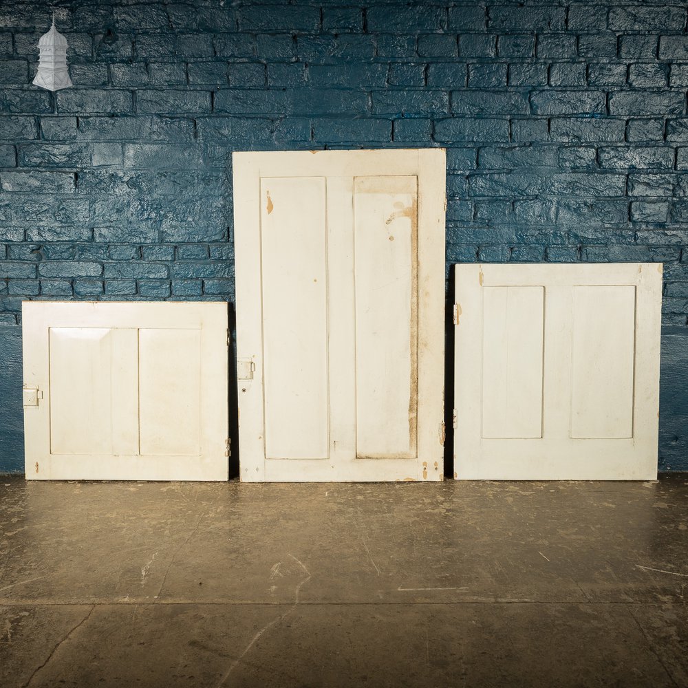 Batch of 3 White Painted Pine Cupboard Doors