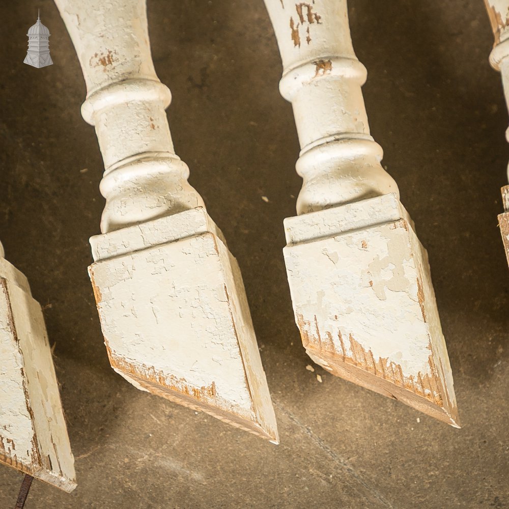 Turned Staircase Spindles, Batch of 69, Distressed White Finish