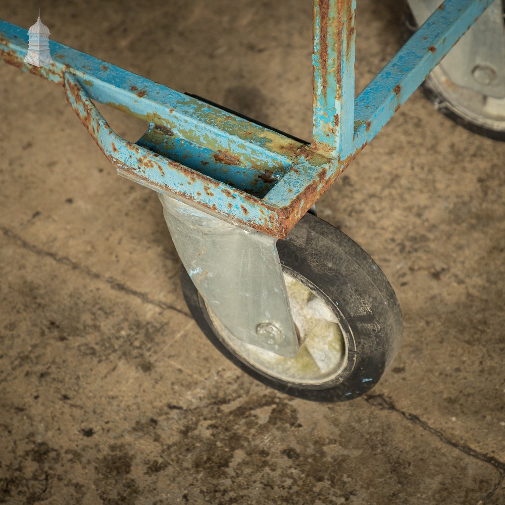 Blue Painted and Stainless Steel Industrial Workshop Wheeled Trolley