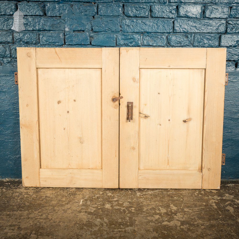 Pair of Small Stripped Pine Victorian Cupboard Doors