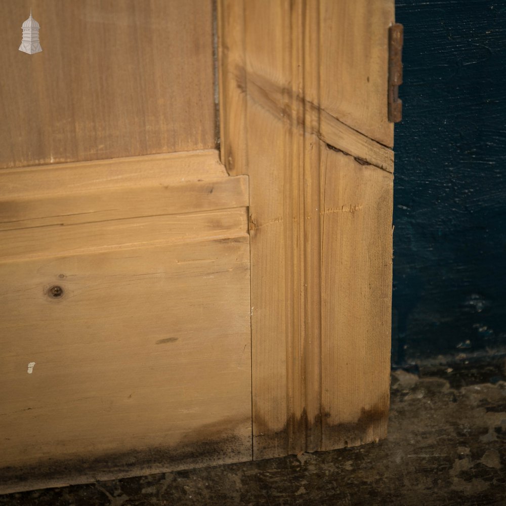 Glazed Pine Door, 5 Panel 19th C with Textured ‘Autumn Leaf’ Style Glazing