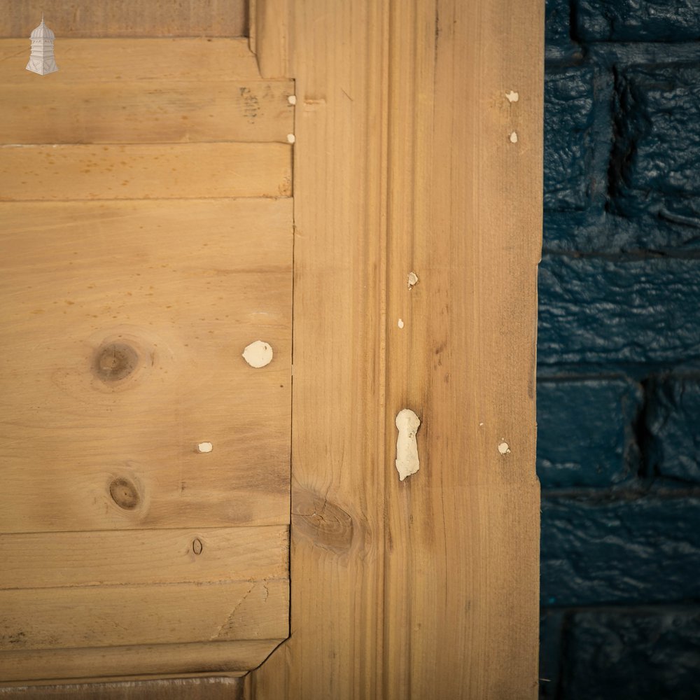 Glazed Pine Door, 5 Panel 19th C with Textured ‘Autumn Leaf’ Style Glazing