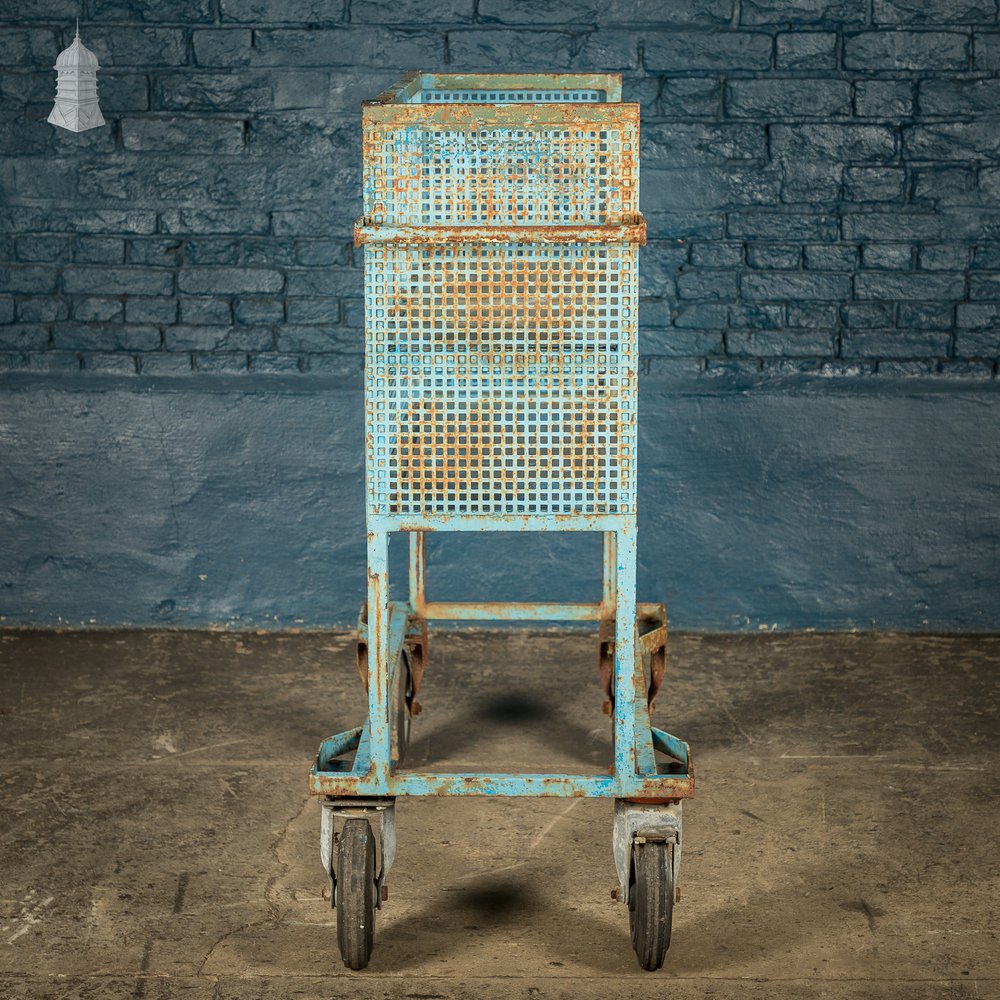 Blue Painted and Stainless Steel Industrial Workshop Wheeled Trolley