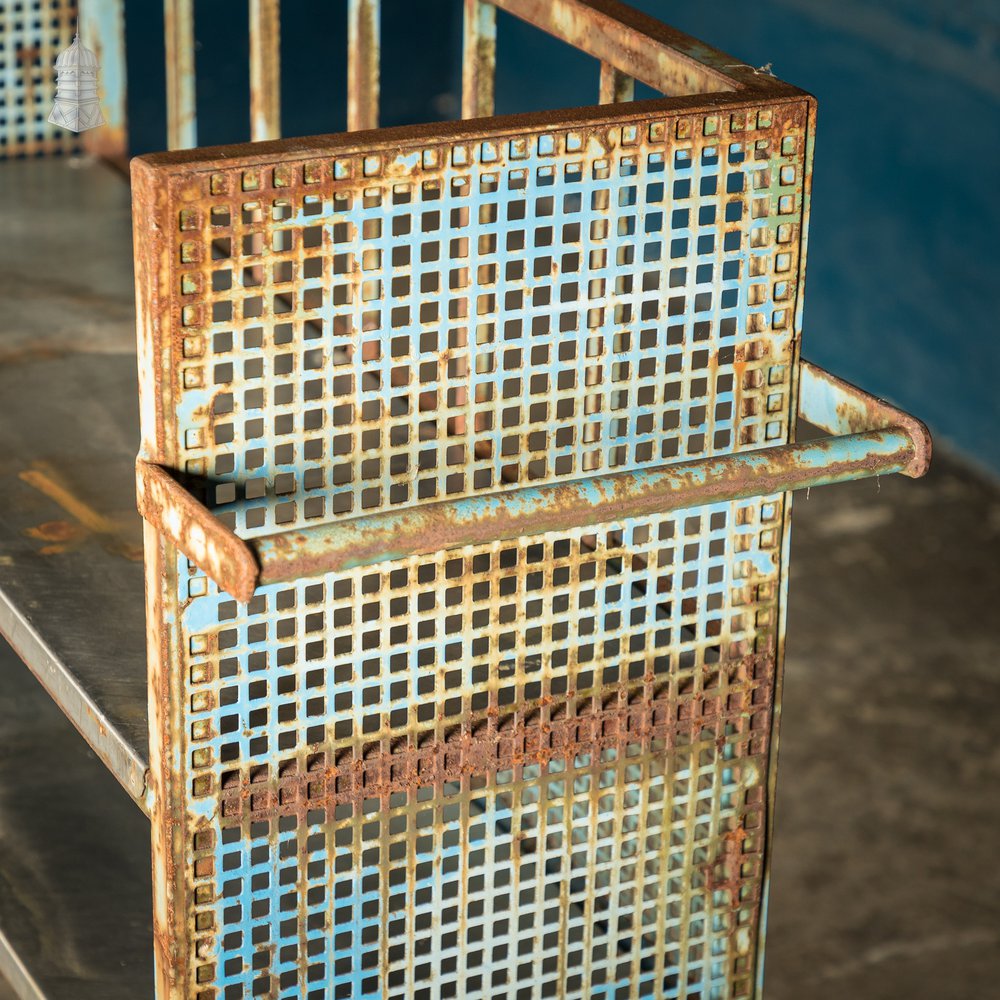 Blue Painted and Stainless Steel Industrial Workshop Wheeled Trolley