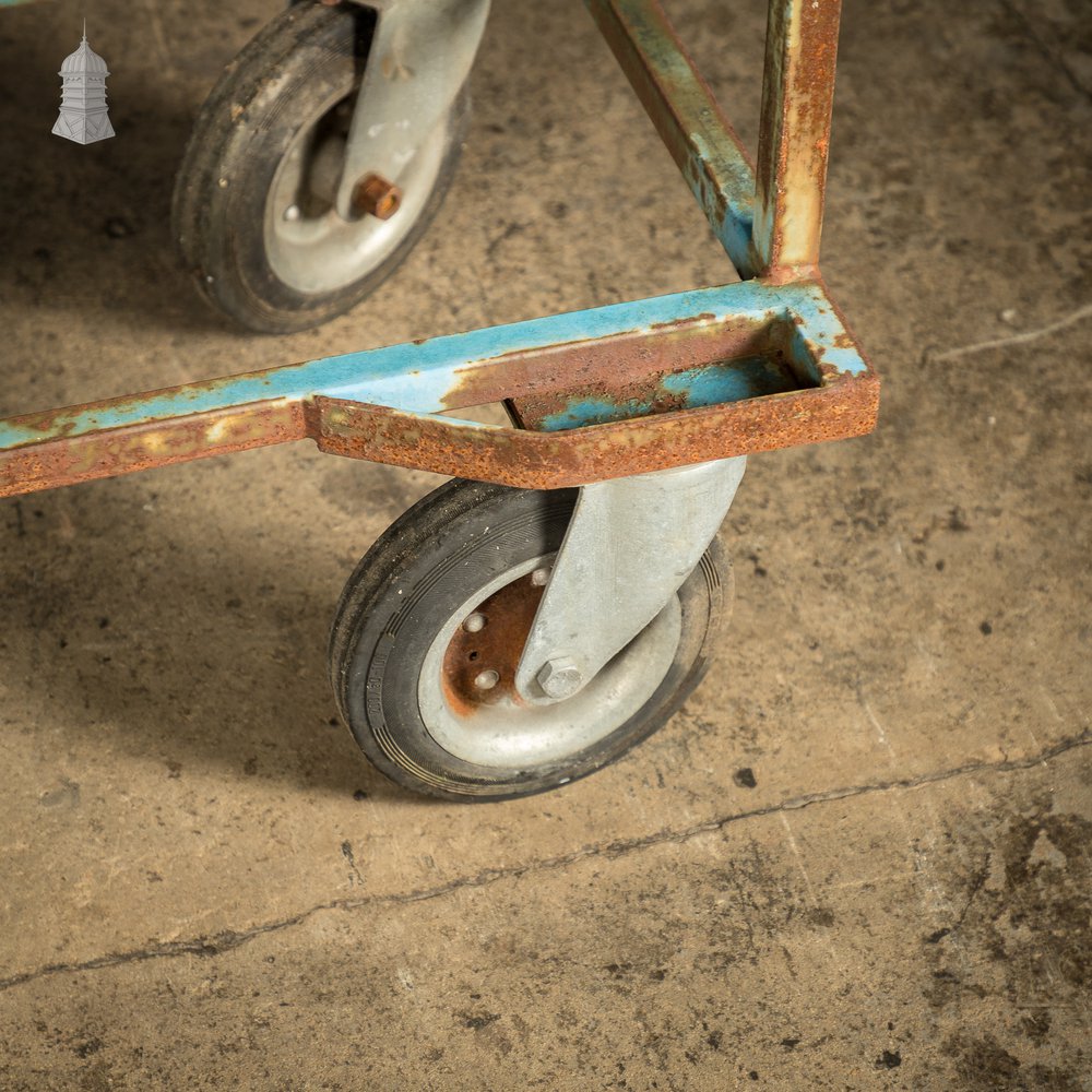 Blue Painted and Stainless Steel Industrial Workshop Wheeled Trolley