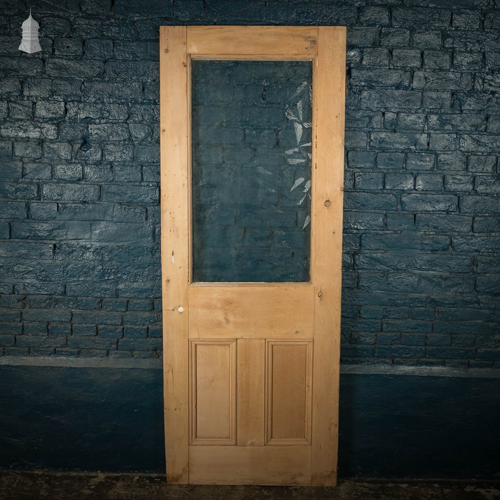 Victorian Glazed Door, 3 Panel Pine with ‘Sycamore’ Style Textured Glazing