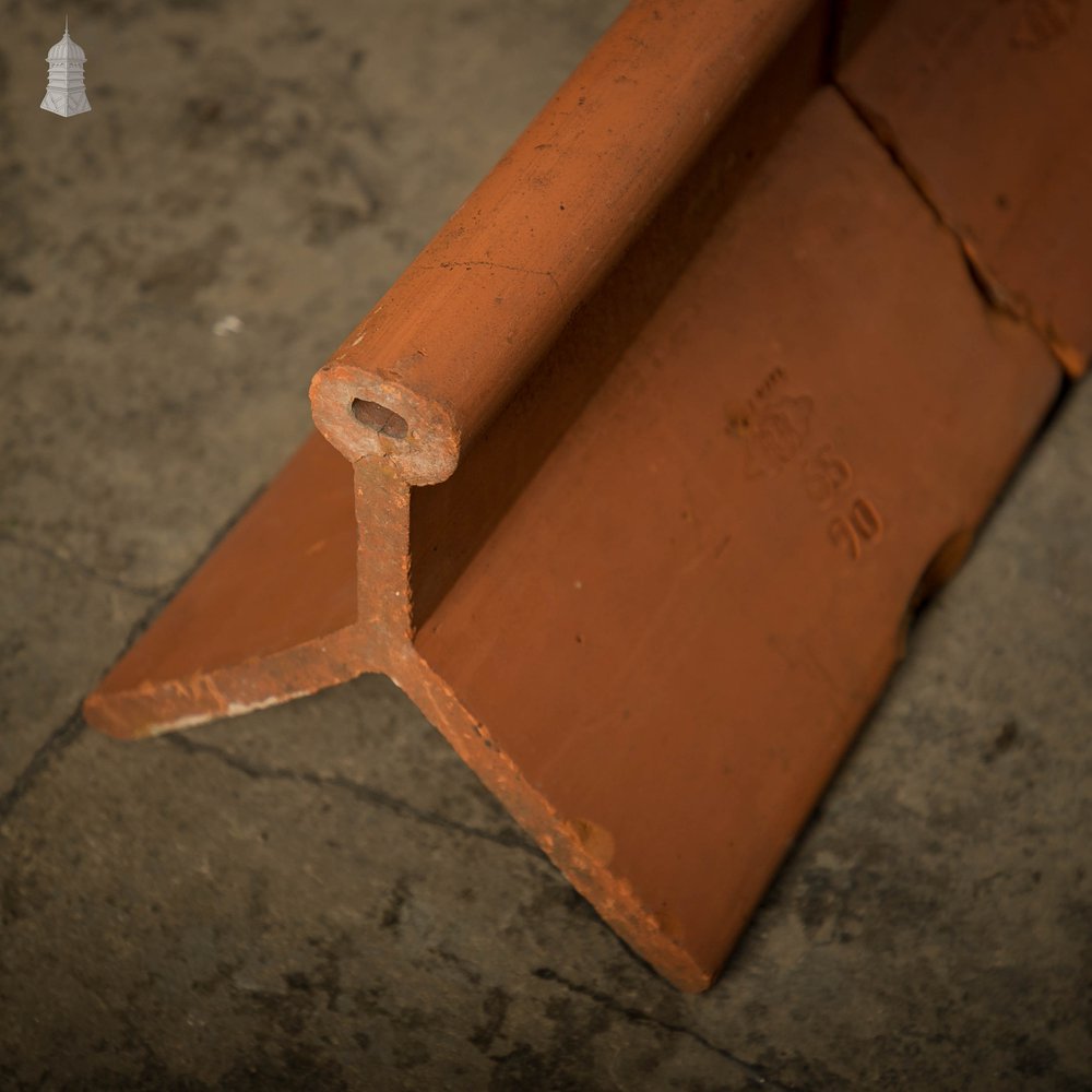 Crested Roll Top Ridge Tiles 95° - Pitch Angle 42.5° Red Clay – A run of 3 Metres