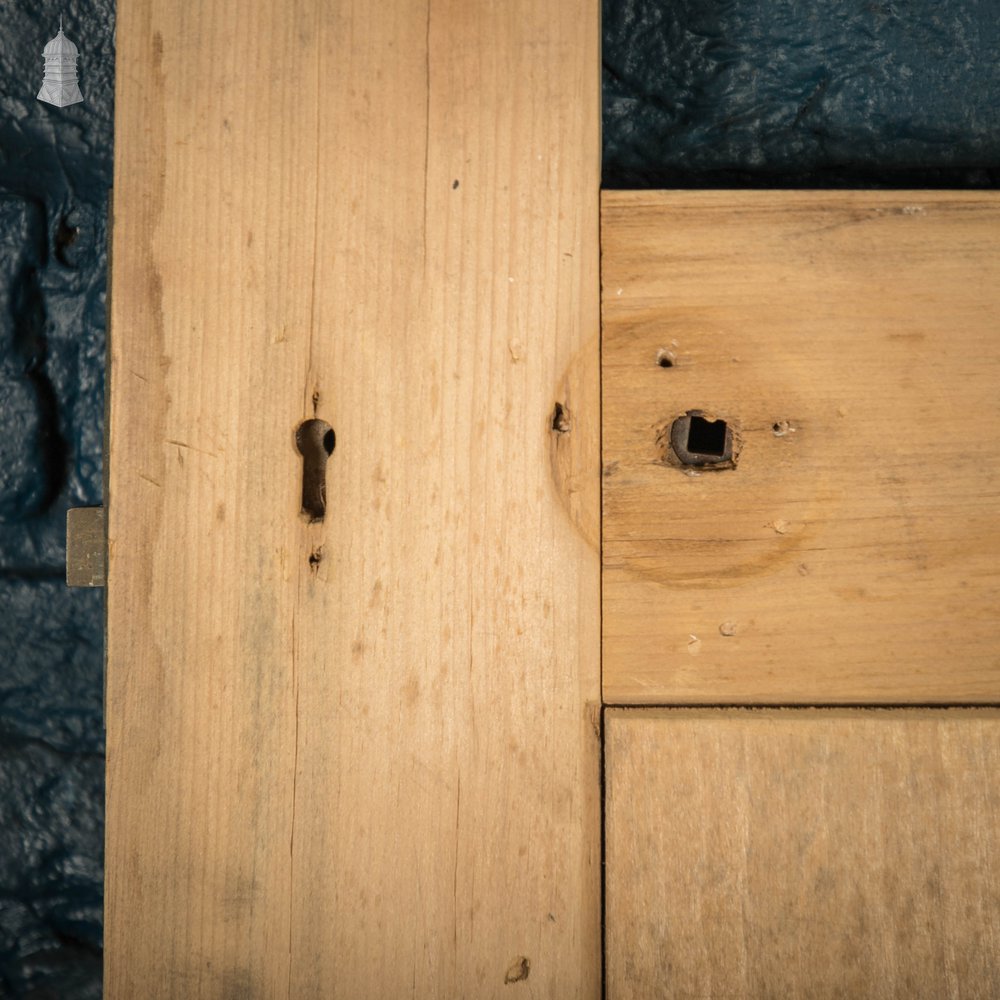 Framed Plank Glazed Pine Door, Edwardian with Bullseye Glass