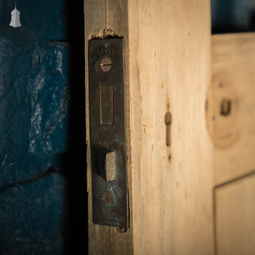 Framed Plank Glazed Pine Door, Edwardian with Bullseye Glass