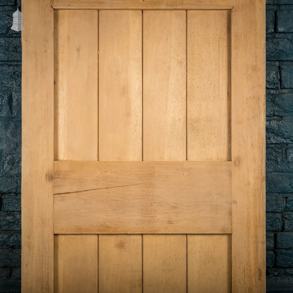 Framed Plank Glazed Pine Door, Edwardian with Bullseye Glass