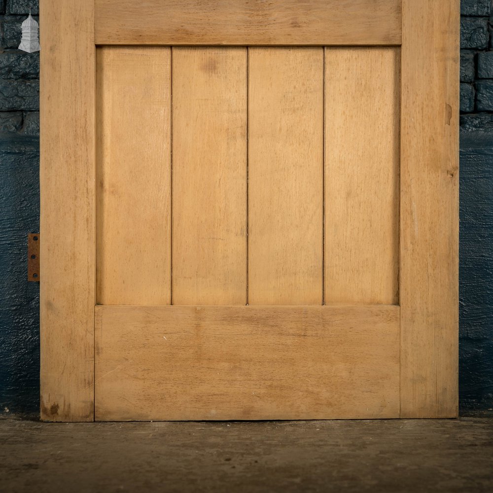 Framed Plank Glazed Pine Door, Edwardian with Bullseye Glass