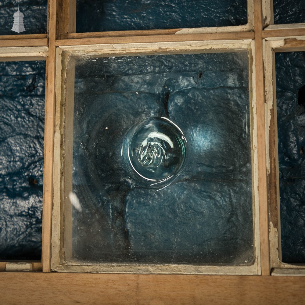 Framed Plank Glazed Pine Door, Edwardian with Bullseye Glass