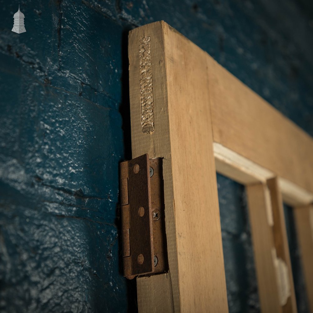 Framed Plank Glazed Pine Door, Edwardian with Bullseye Glass