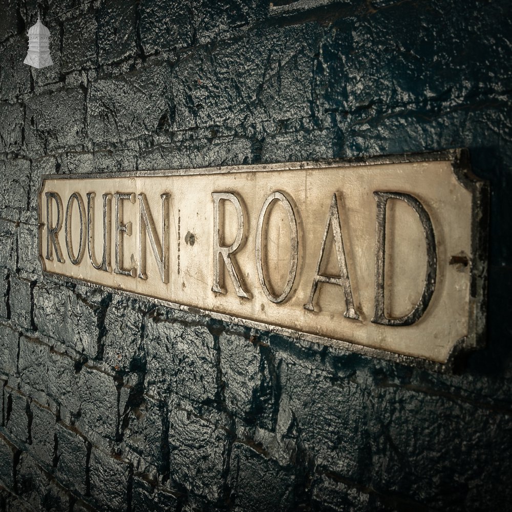 ROUEN ROAD Street Sign, Reclaimed Norwich City Street Name Plate