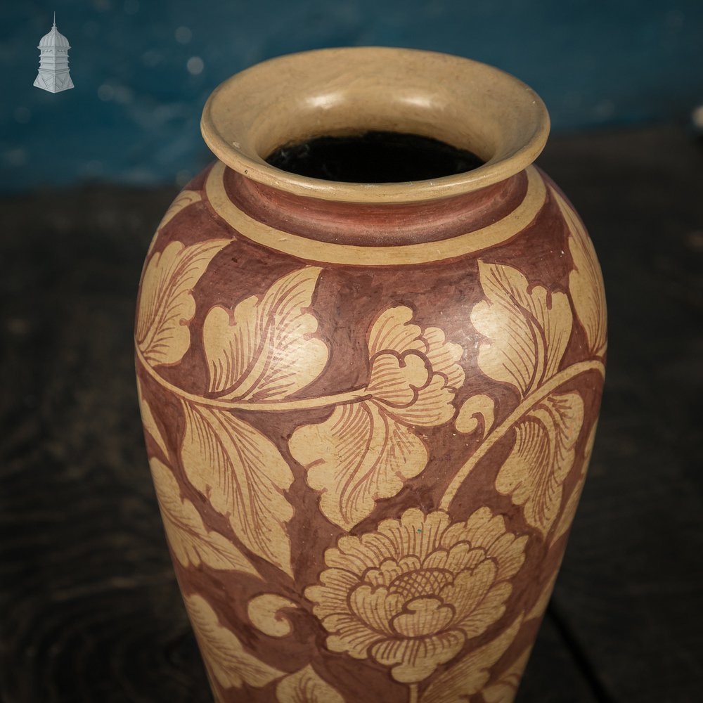 Vase, Penwork Floral Pattern