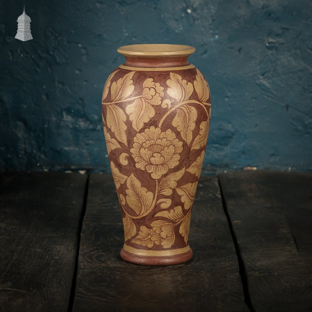 Vase, Penwork Floral Pattern