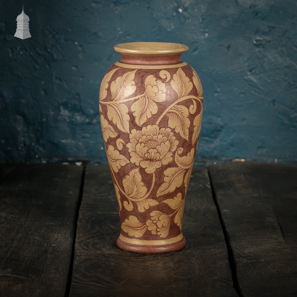 Vase, Penwork Floral Pattern