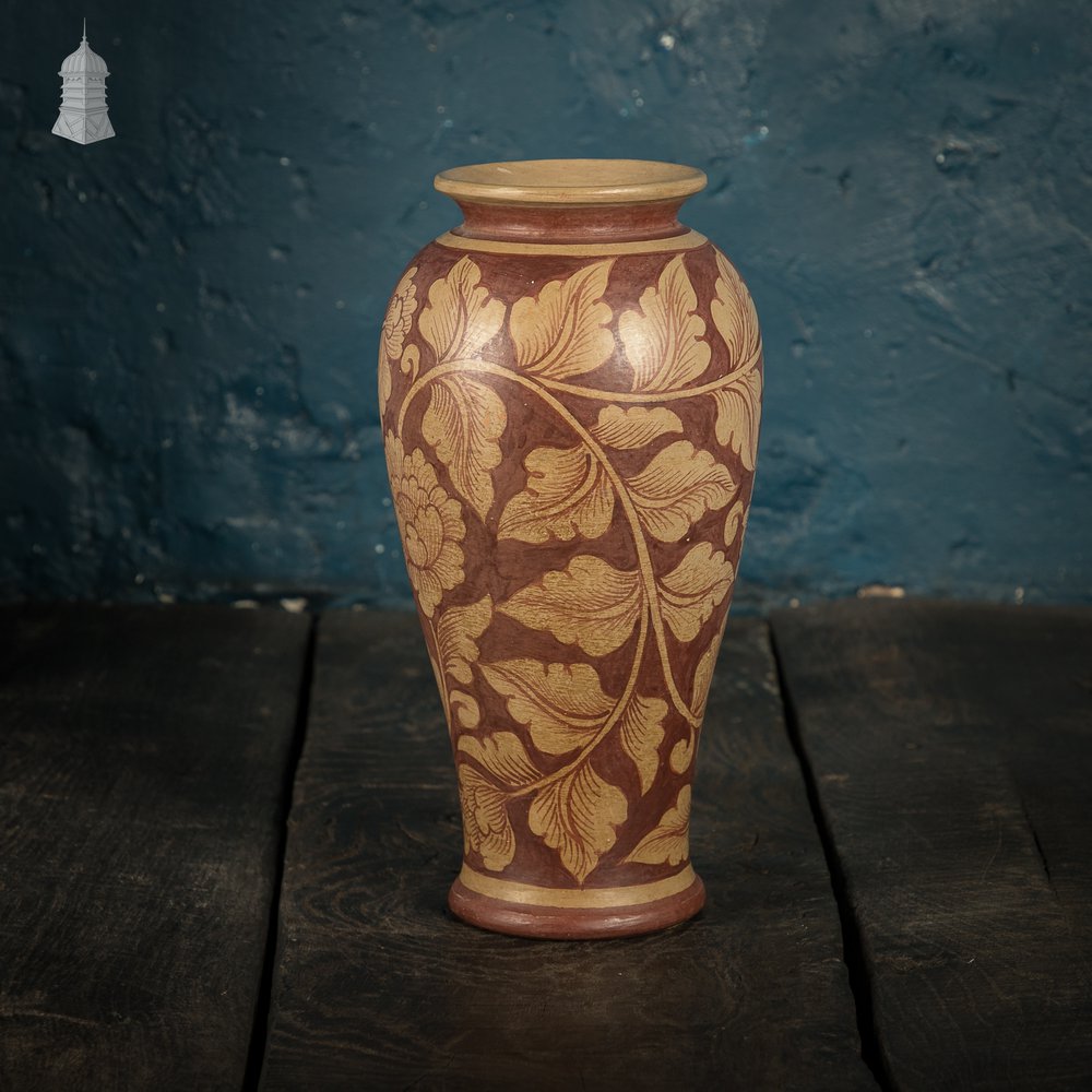 Vase, Penwork Floral Pattern