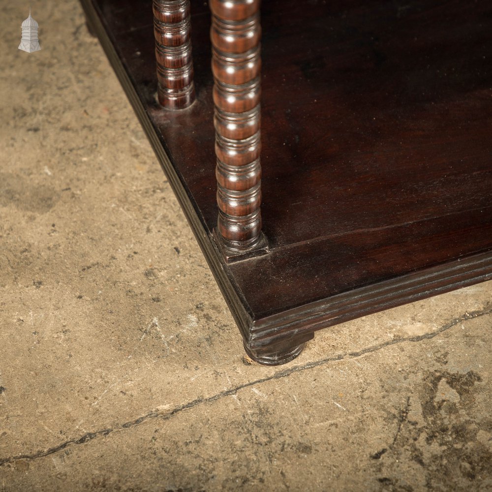 Multi-Tier Bobbin Waterfall Shelving Bookcase, 19th C Anglo Indian Ebonised Rosewood