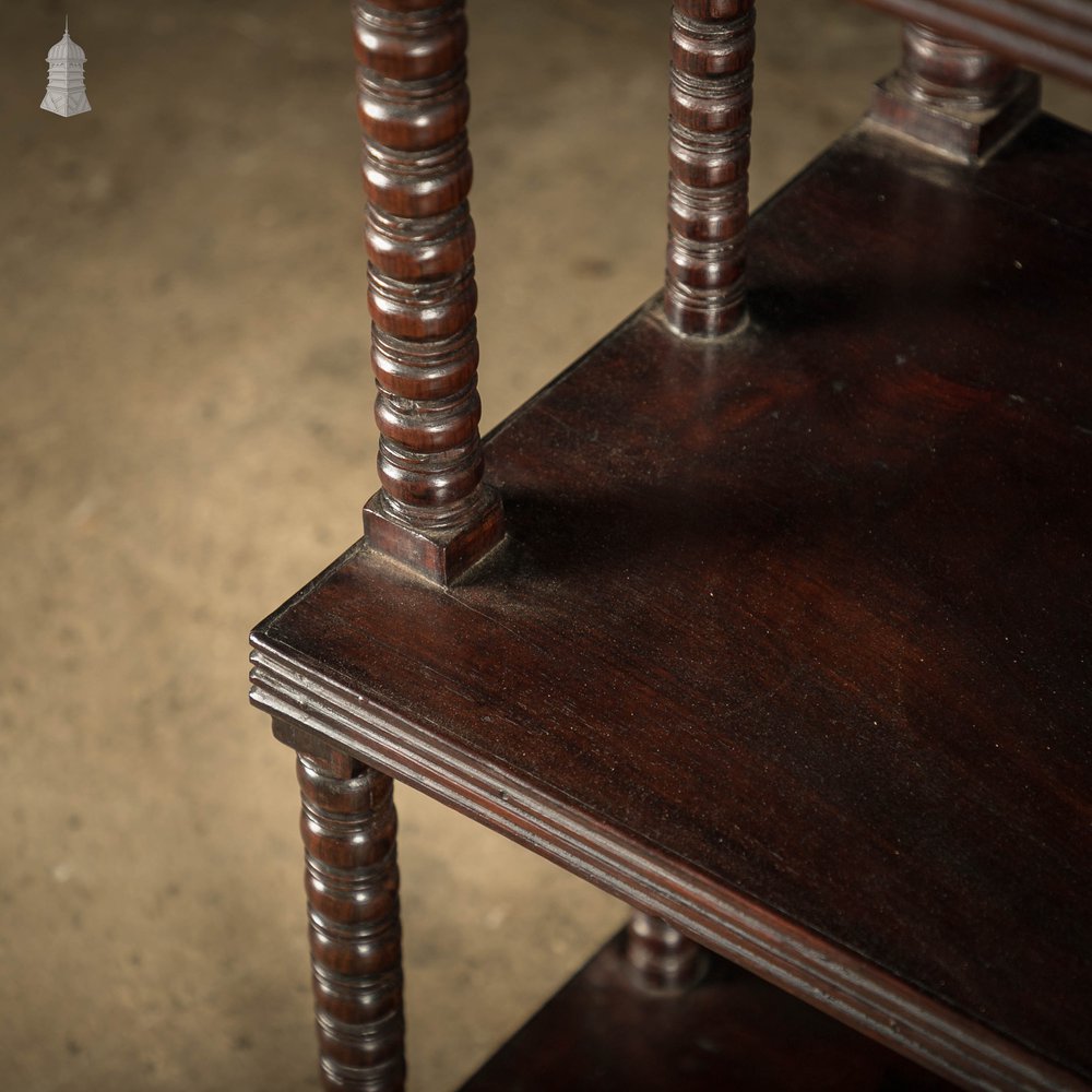 Multi-Tier Bobbin Waterfall Shelving Bookcase, 19th C Anglo Indian Ebonised Rosewood