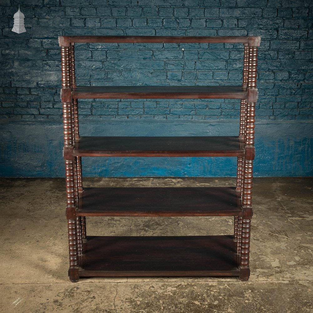 Multi-Tier Bobbin Waterfall Shelving Bookcase, 19th C Anglo Indian Ebonised Rosewood