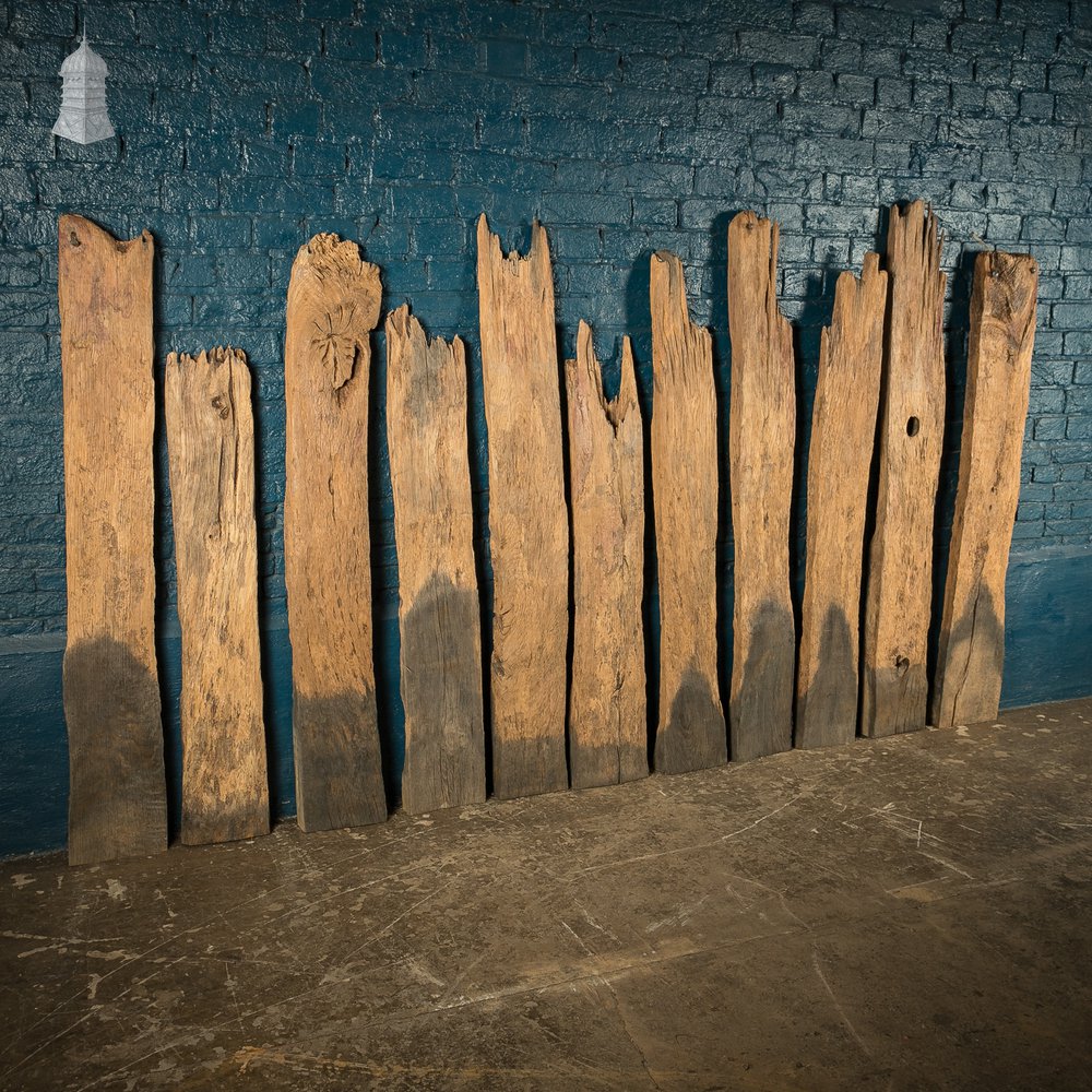 Distressed Oak Pilings, Weathered & Wire Brushed Natural Finish, 36 pieces - 11.5 sq m