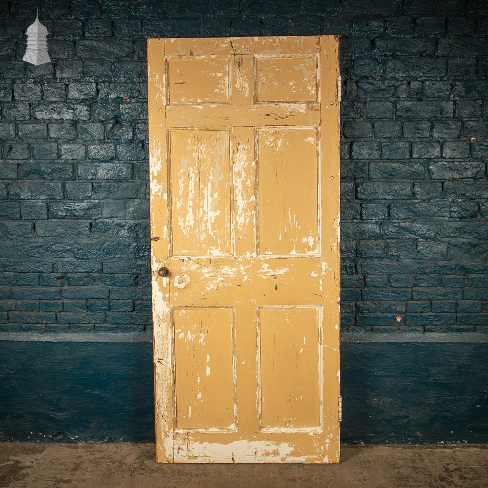 Reclaimed Moulded 6 Panel Door – Distressed White & Cream