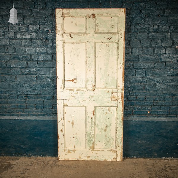 Reclaimed Moulded 6 Panel Door – Distressed White & Cream
