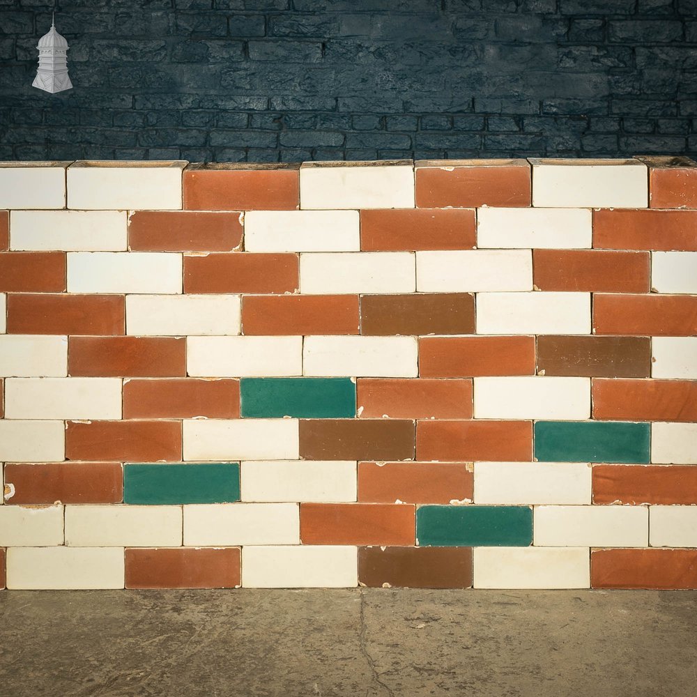 Glazed Bricks, White, Brown & Teal, Batch of 100