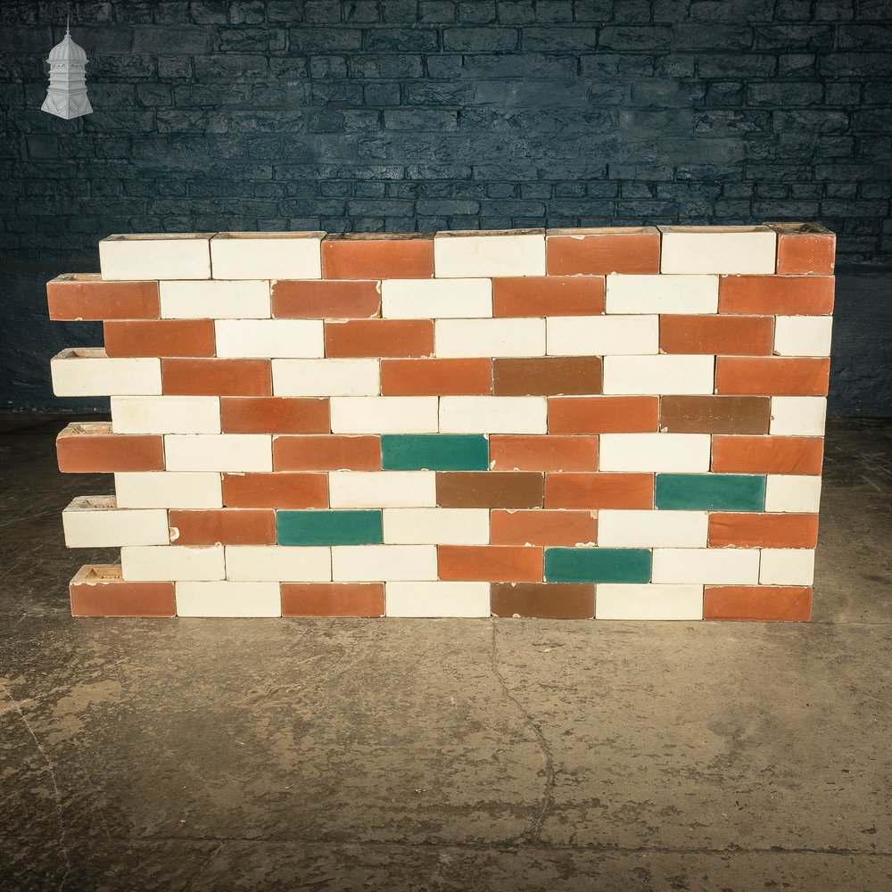 Glazed Bricks, White, Brown & Teal, Batch of 100