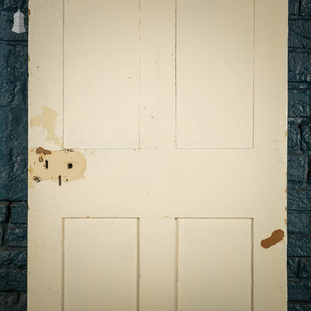 Pine Paneled Door, Victorian, White Painted 4 Panel