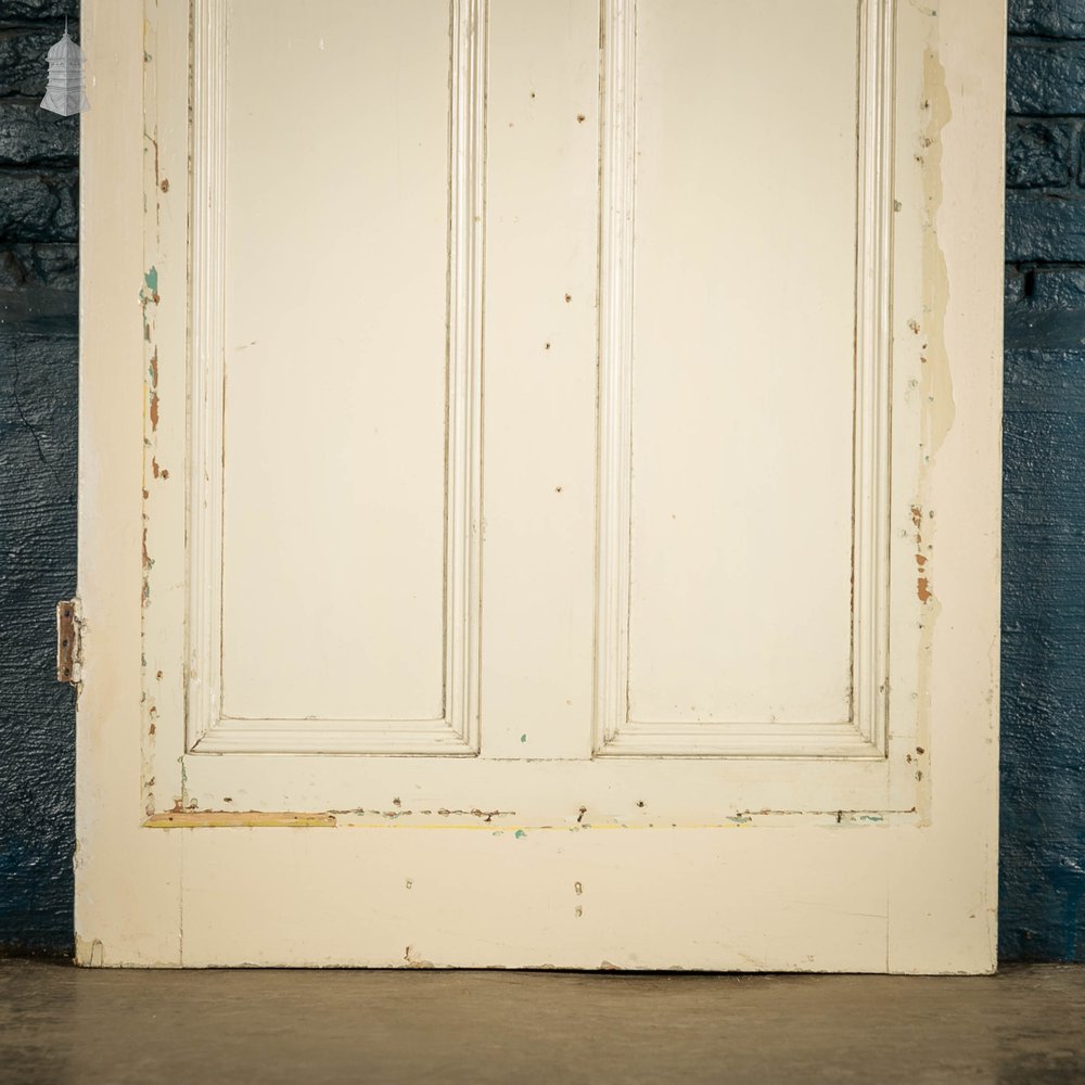 Half Glazed Door, Victorian with Frosted Glass, and Distressed White Paint