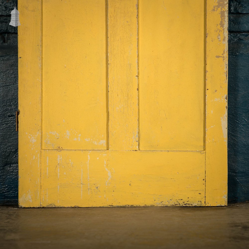 Pine Panelled Door, Victorian 4 Panel Yellow Painted