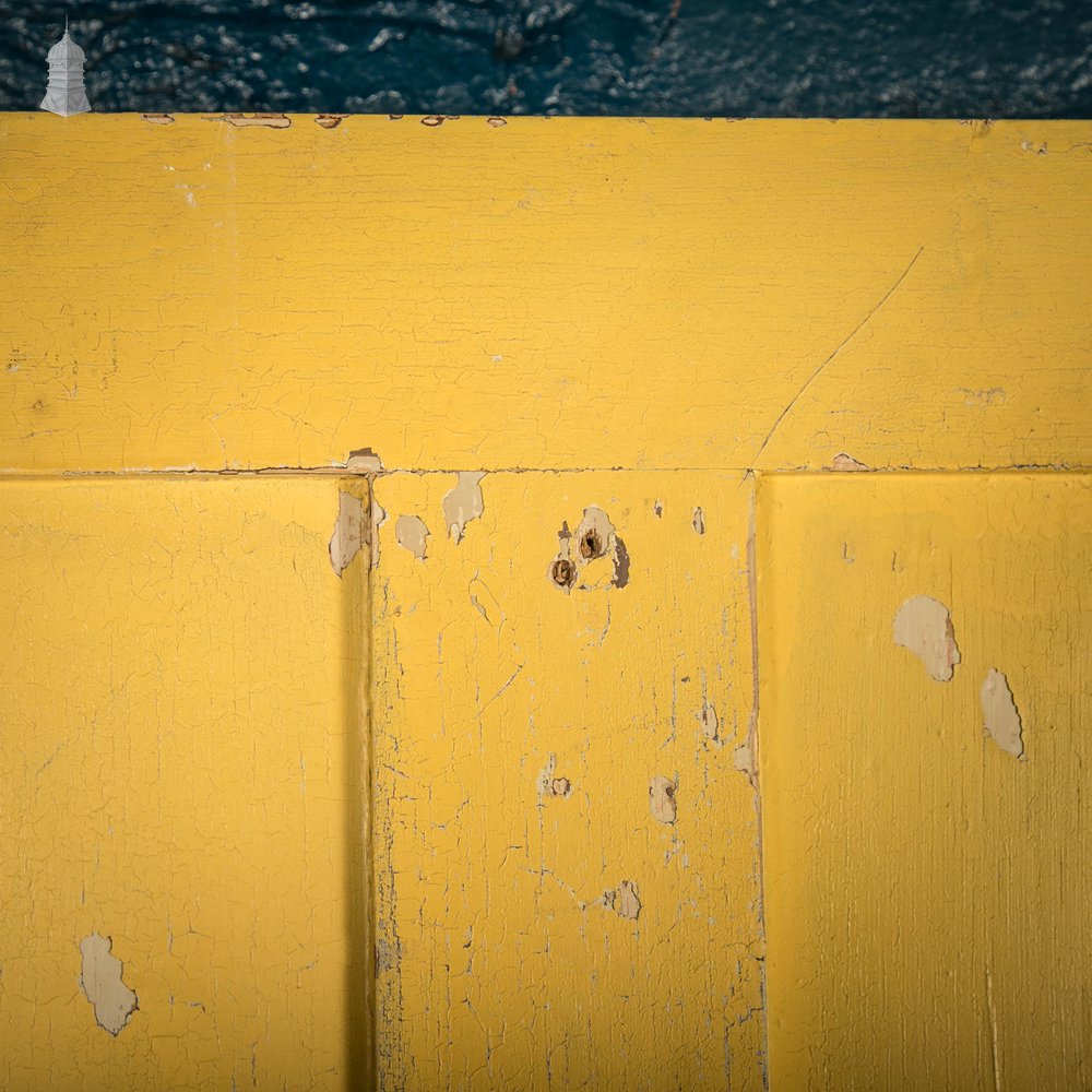 Pine Panelled Door, Victorian 4 Panel Yellow Painted