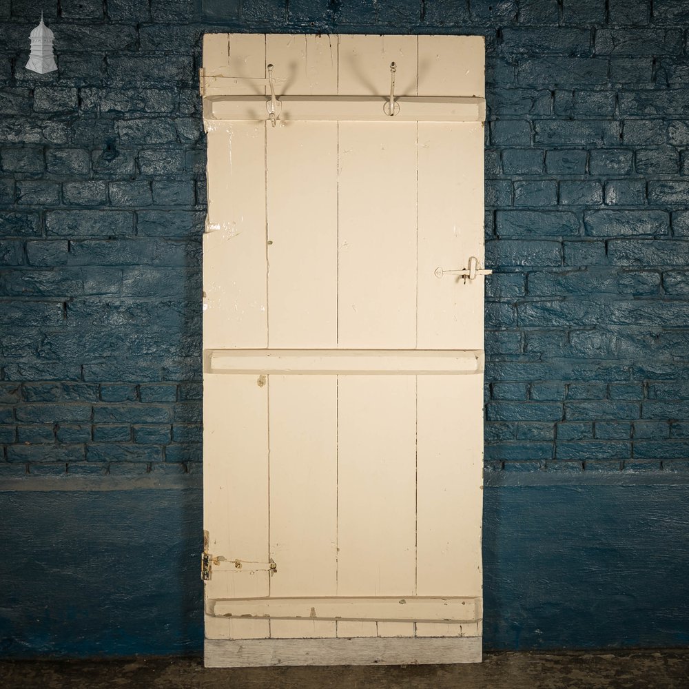 Plank and Ledge Door, 19th C French with White Painted Finish