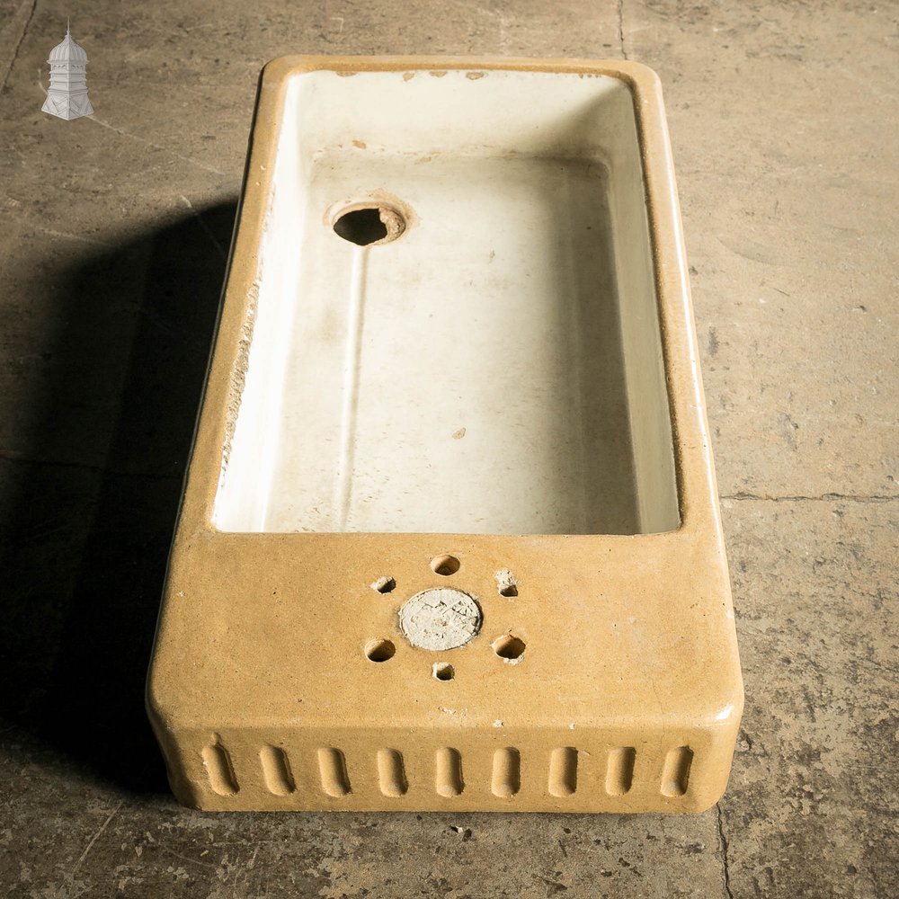 Trough Sink, Fluted Cane and White Worn Glaze, 19th C