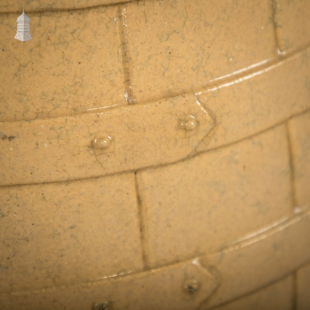 Glazed Flour Barrel, Cane and White,  Traditional Coopered Form.