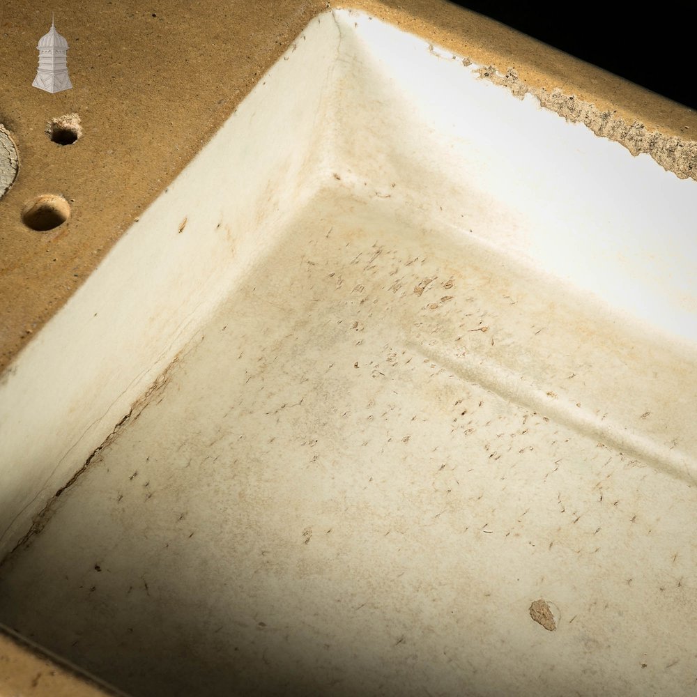 Trough Sink, Fluted Cane and White Worn Glaze, 19th C