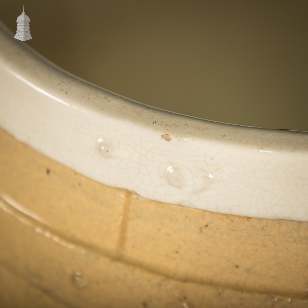 Glazed Flour Barrel, Cane and White,  Traditional Coopered Form.