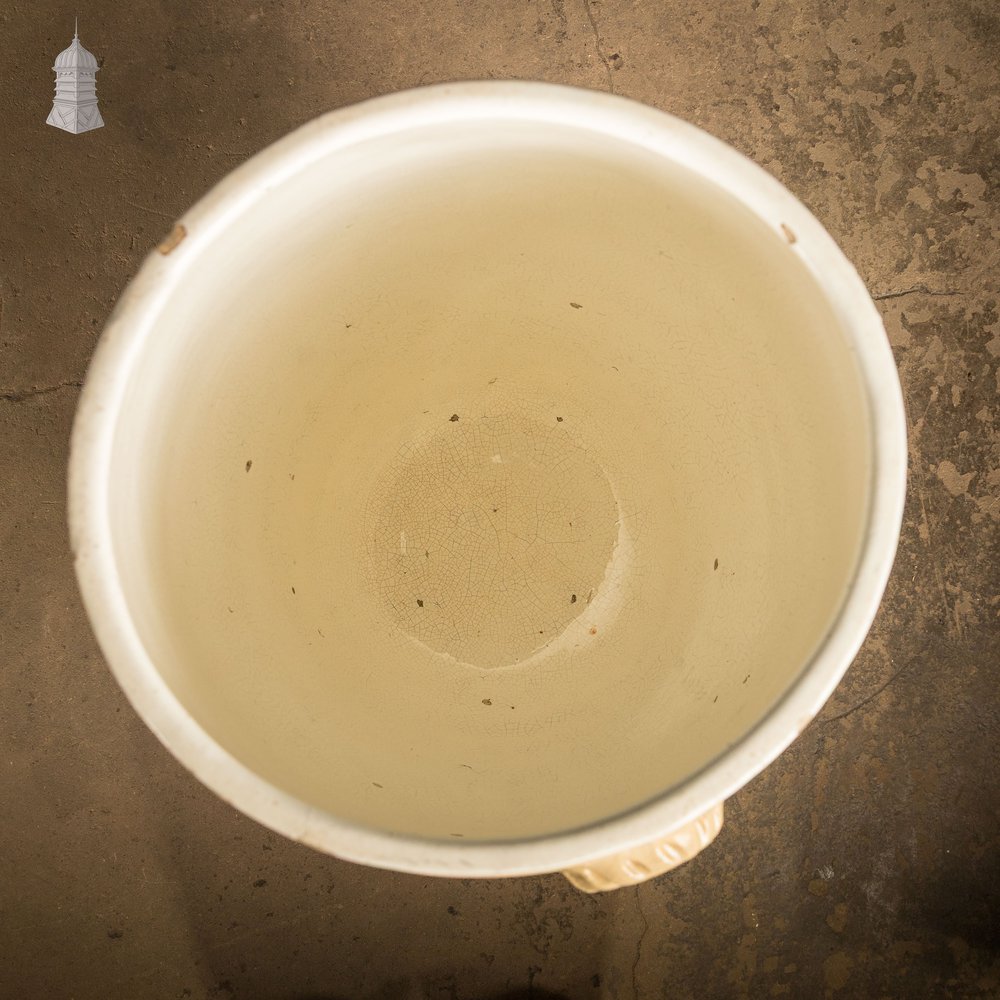 Glazed Flour Barrel, Cane and White,  Traditional Coopered Form.