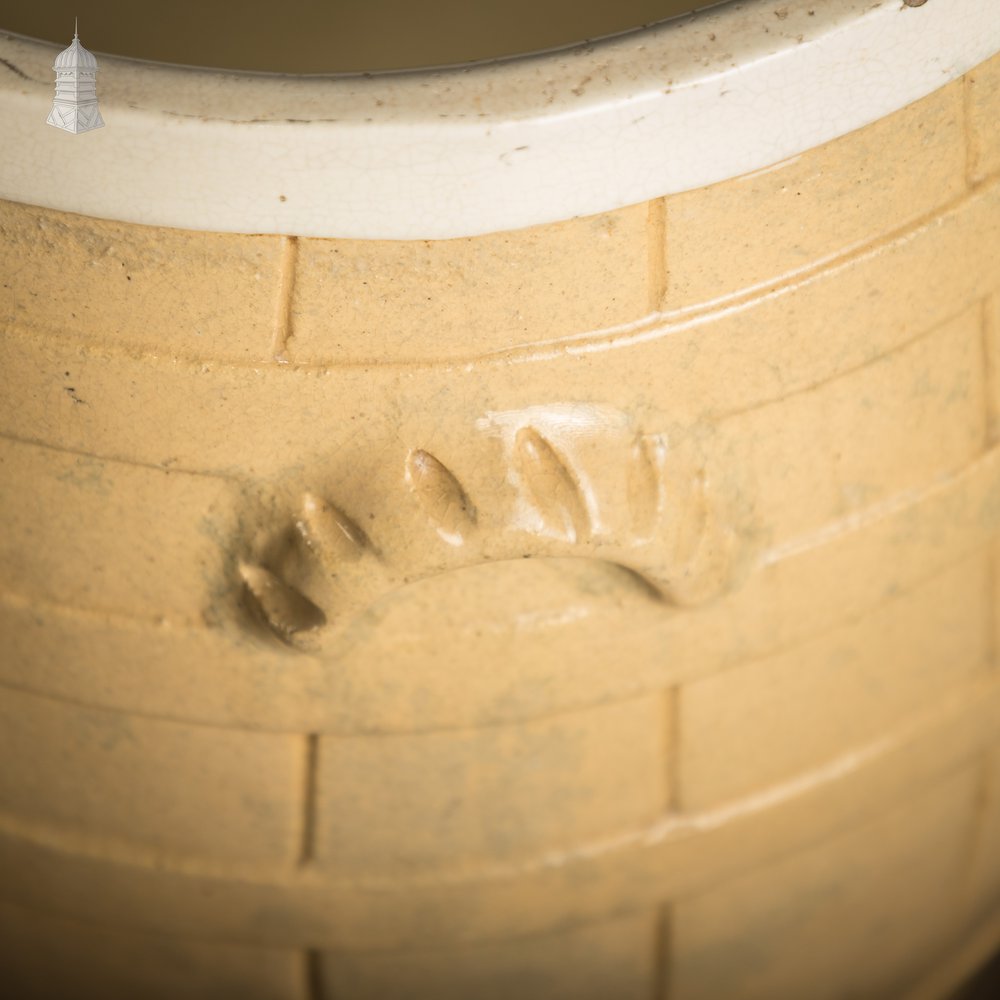 Glazed Flour Barrel, Cane and White,  Traditional Coopered Form.