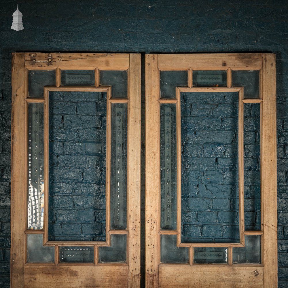 Half Glazed Doors, Moulded Panelled Mahogany, Victorian Pair