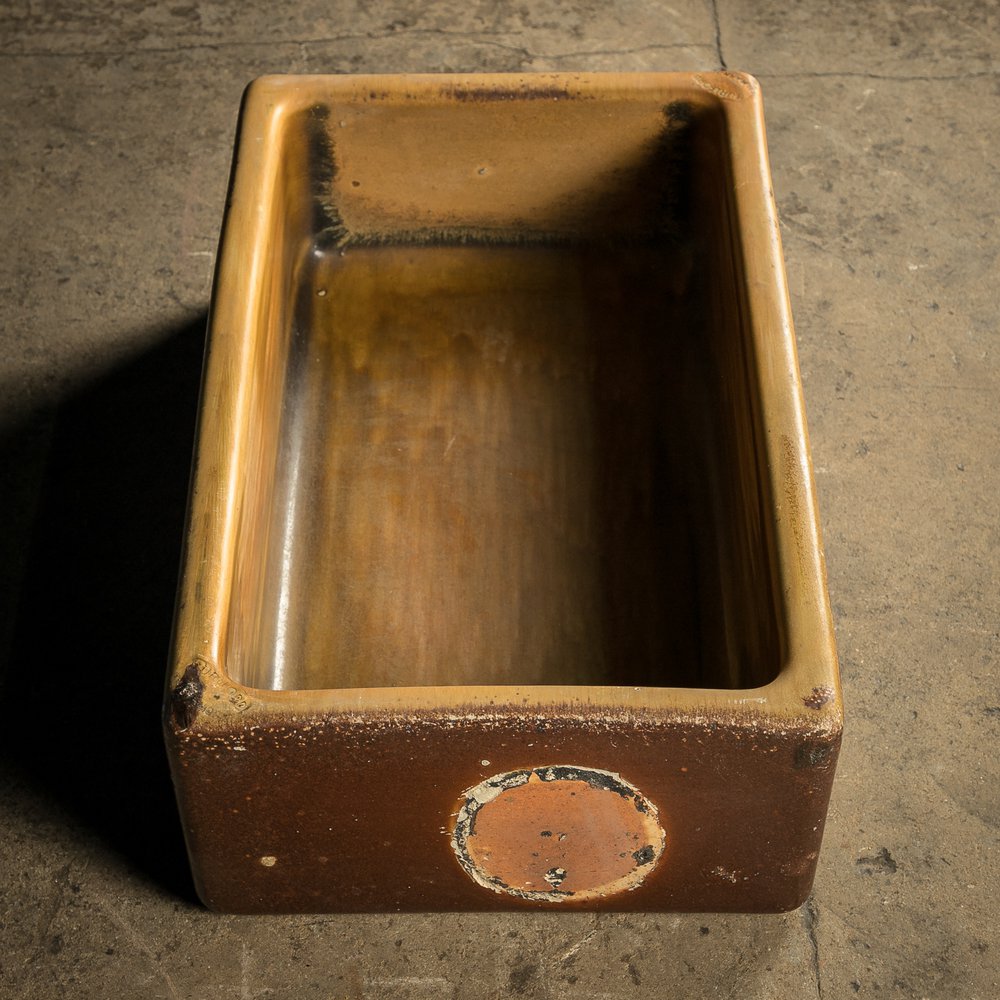 Trough Sink Planter, Worn Salt Glaze, Stamped ‘Hurlford by Kilmarnock’