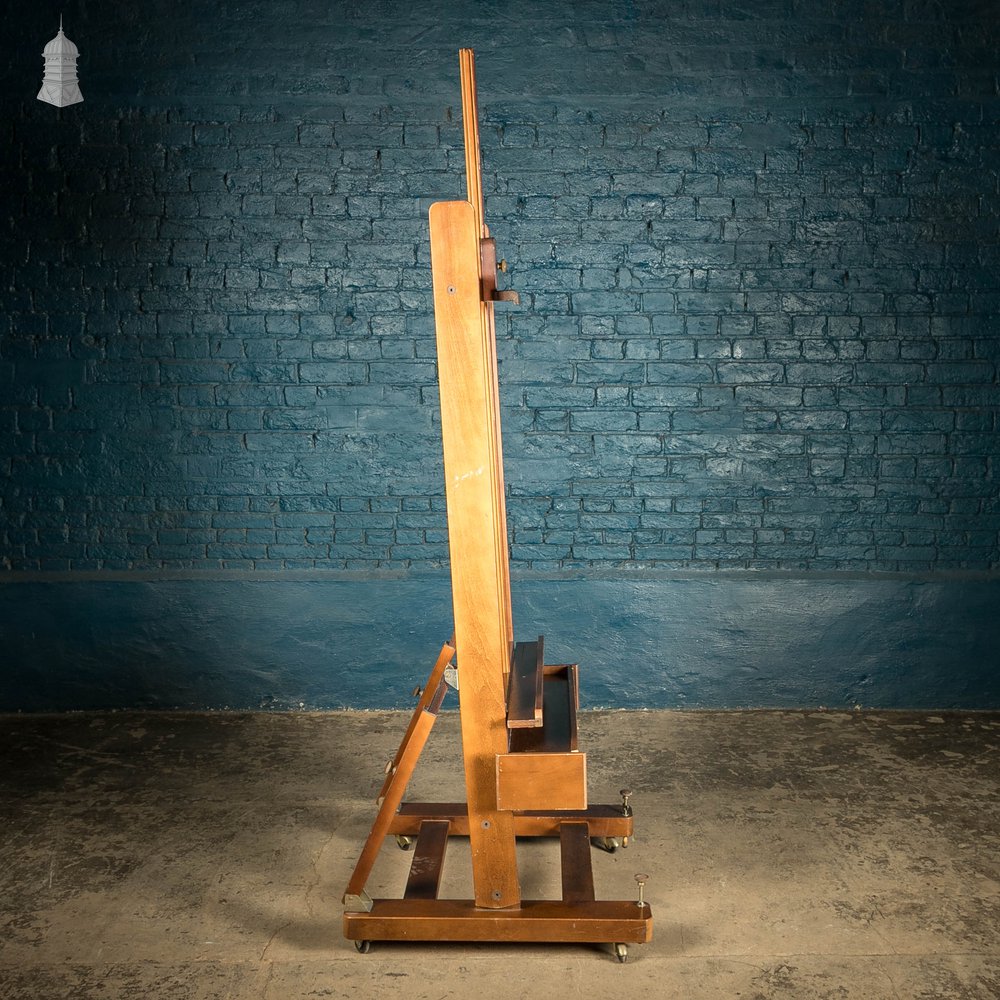 Artists Studio Easel, Large English George V Beech Adjustable (Circa 1930)