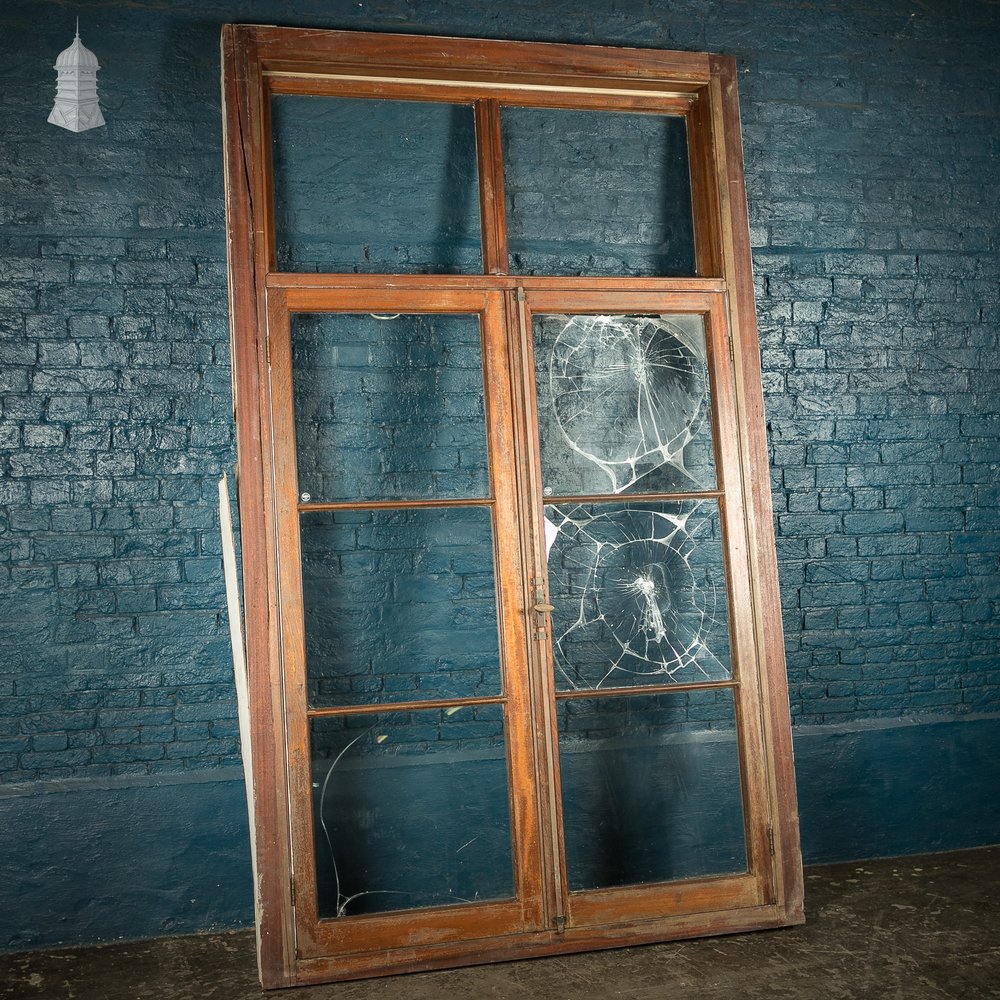 Large Glass Doors, Inward Opening Edwardian Mahogany Windows / Doors