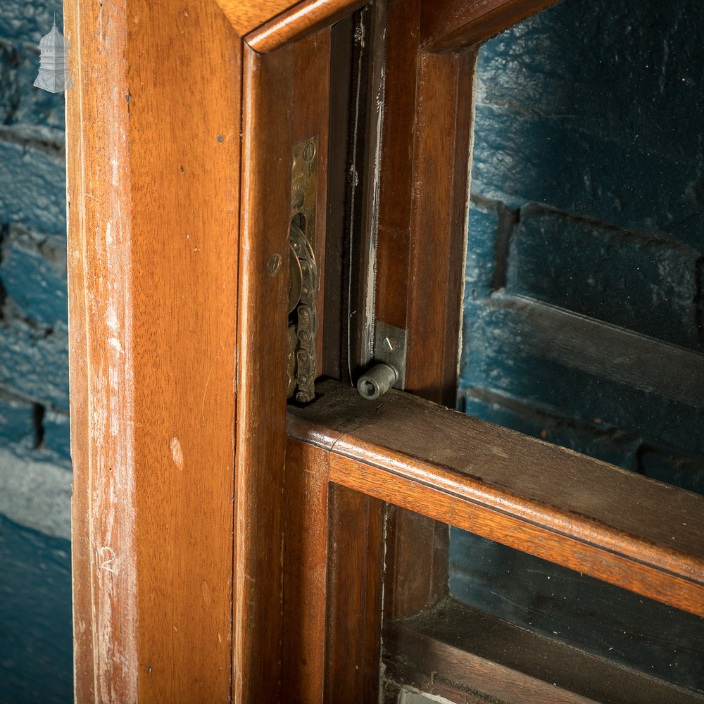 Arch-Top Hardwood Sash Window, Edwardian Mahogany Construction