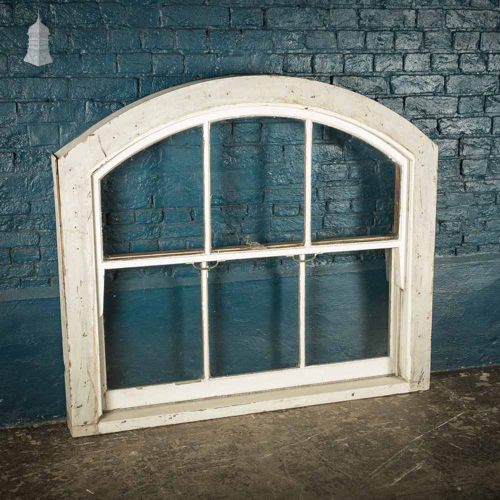 Arch-Top Sash Window, Edwardian Mahogany Construction