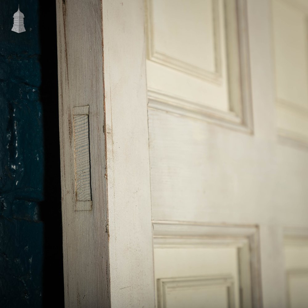 Pine Paneled Door, 6 Moulded Panel White Painted 20th C Missing Moulding