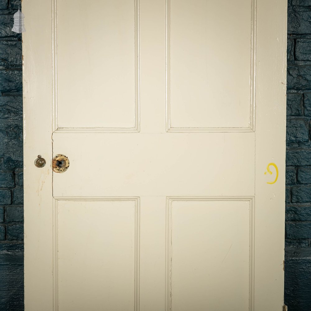 Pine Panelled Door, Victorian 4 Panel, White Painted